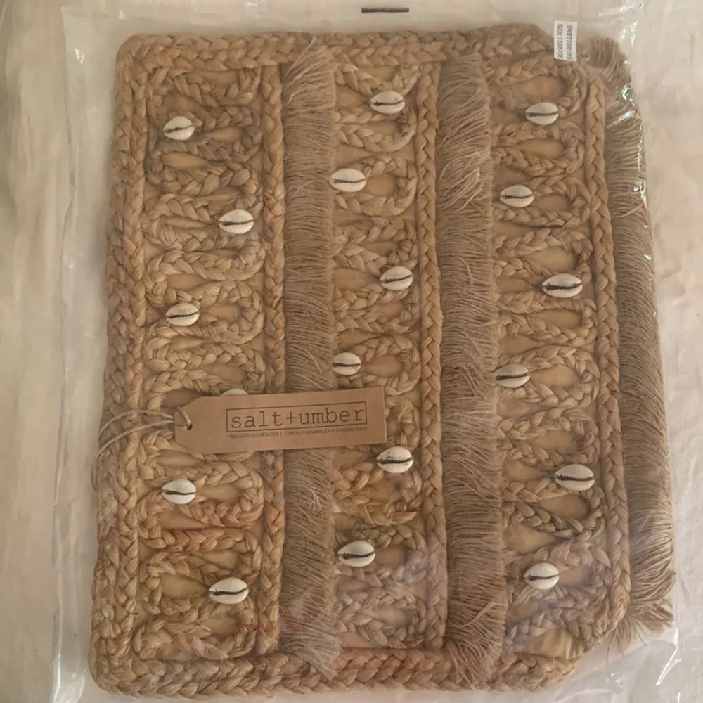 Salt + umber Isla jute Seashell tote new in package - Picture 4 of 7